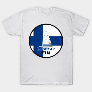 laser class sailboat on flag Finland T-Shirt